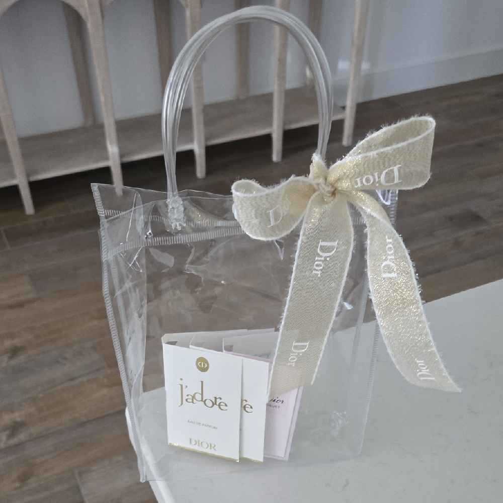 New Never Used Clear Tote Bag DIOR  Ribbon & Miss DIOR Samples 3x